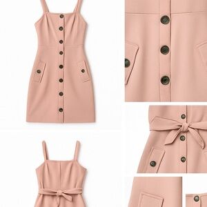 Derek Heart Mauve Mini Dress with Tortoiseshell Buttons, Pockets And Bow